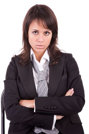 Beautiful business woman sitting on a chairの写真素材