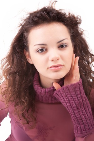 beautiful woman dressed for winter - isolatedの写真素材