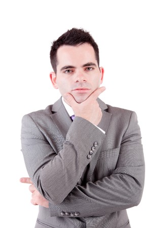 Young business man posing, isolated over whiteの写真素材