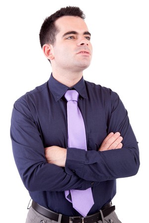 Young business man posing, isolated over whiteの写真素材