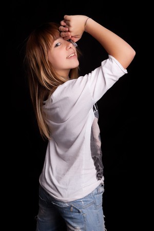 Low Key Shot - sensual woman posingの写真素材