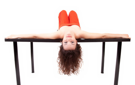 Young and beautiful woman posing - isolatedの写真素材