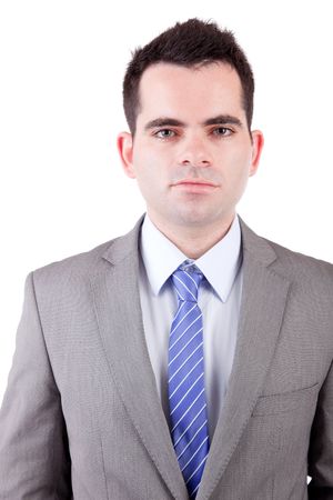 Young business man posing, isolated over whiteの写真素材
