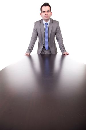 Young business man posing, isolated over whiteの写真素材