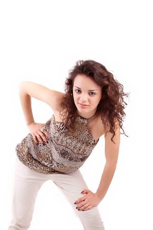 Young and beautiful woman posing - isolatedの写真素材