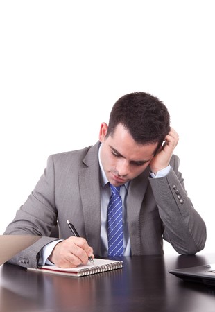 Business man at work - isolatedの写真素材
