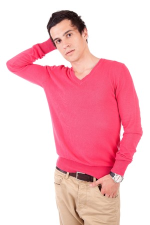 Young casual boy posing isolatedの写真素材