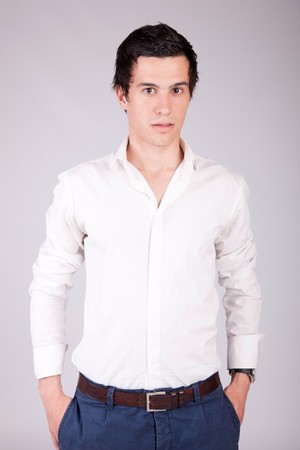 Young casual boy posing isolatedの写真素材