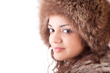 beautiful woman dressed for winter - isolatedの写真素材