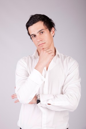 Young casual boy posing isolatedの写真素材