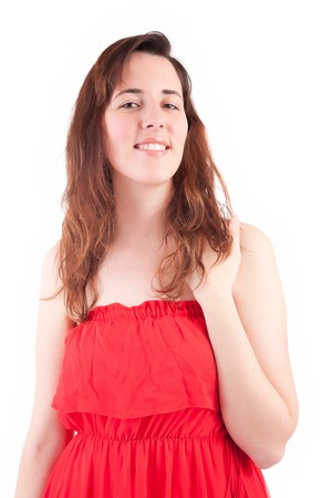 Young and beautiful woman posing - isolatedの写真素材