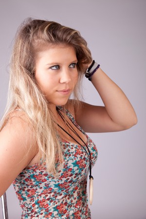 Young and beautiful woman posing - isolatedの写真素材