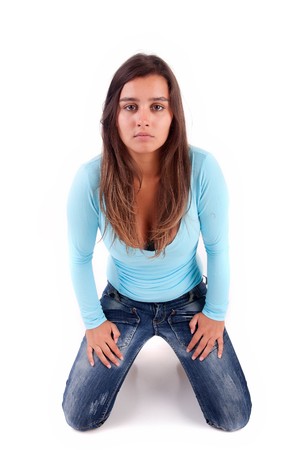 Young and beautiful woman posing - isolatedの写真素材