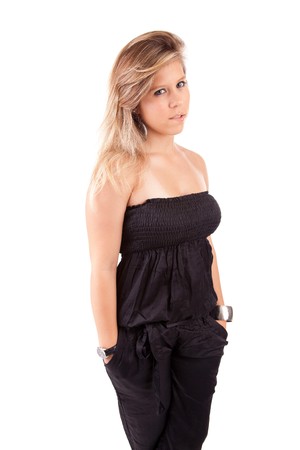 Young and beautiful woman posing - isolatedの写真素材