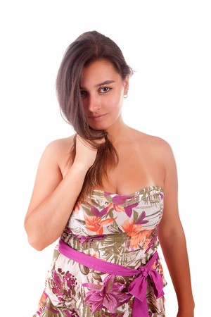 Young and beautiful woman posing - isolatedの写真素材