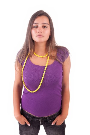 Young and beautiful woman posing - isolatedの写真素材