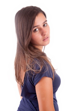 Young and beautiful woman posing - isolatedの写真素材