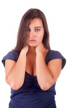 Young and beautiful woman posing - isolatedの写真素材