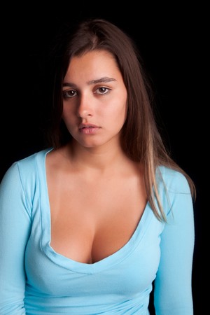 Young and beautiful woman posing - isolatedの写真素材