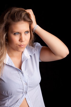 Young and beautiful woman posing - isolatedの写真素材
