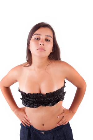 Young and beautiful woman posing - isolatedの写真素材