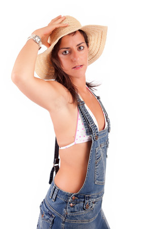 Young woman in bikini - posing isolatedの写真素材