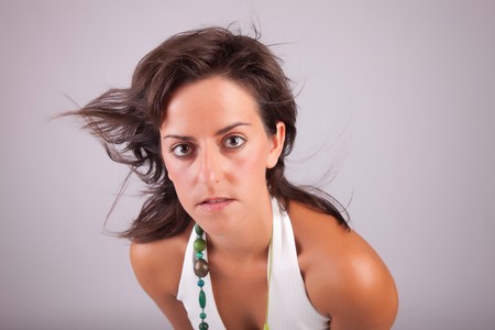 Beautiful young woman portrait - isolatedの写真素材