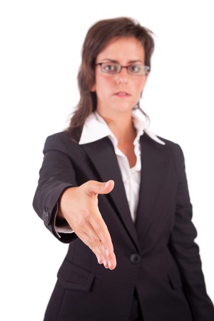 Young engineer, offering handshake - selective focus on handの写真素材