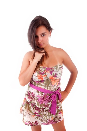 Young and beautiful woman posing - isolatedの写真素材