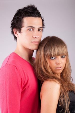 Young casual couple posing isolatedの写真素材