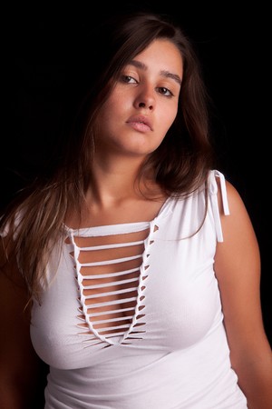 Young and beautiful woman posing - isolatedの写真素材