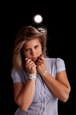 Young and beautiful woman posing - isolatedの写真素材