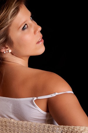 Young and beautiful woman posing - isolatedの写真素材