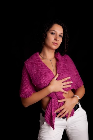 Young and beautiful woman posing - isolatedの写真素材