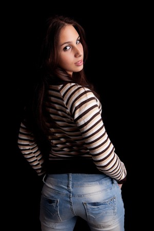 Young and beautiful woman posing - isolatedの写真素材