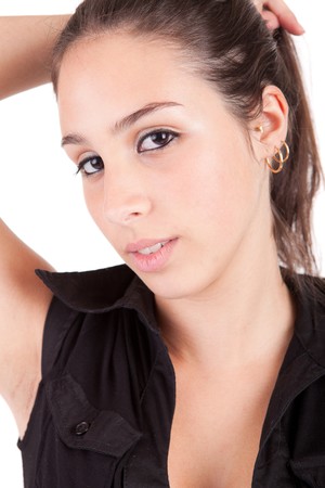 Young and beautiful woman portrait - isolatedの写真素材