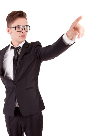 Business man, pointing forward - isolatedの写真素材