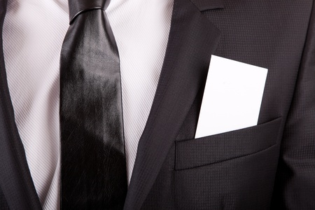 Detail of a Business card in suit's pocketの写真素材