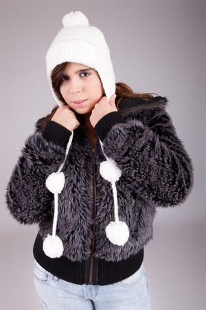 beautiful woman dressed for winter - isolatedの写真素材