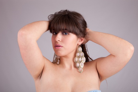 Young and beautiful woman portrait - isolatedの写真素材