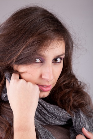 Young and beautiful woman portrait - isolatedの写真素材