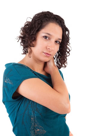 Young and beautiful woman posing - isolatedの写真素材