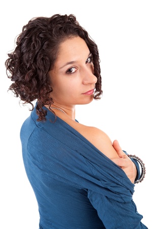 Young and beautiful woman posing - isolatedの写真素材
