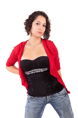 Young and beautiful woman posing - isolatedの写真素材