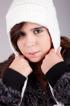 beautiful woman dressed for winter - isolatedの写真素材