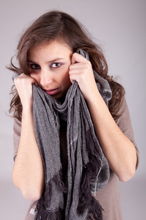 Young and beautiful woman posing - isolatedの写真素材