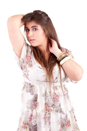 Young and beautiful woman posing - isolatedの写真素材