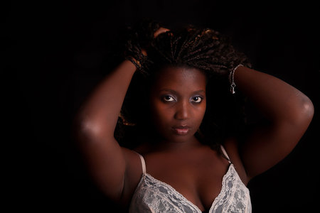 Beautiful casual woman portrait - isolatedの写真素材