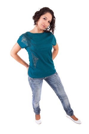 Young and beautiful woman posing - isolatedの写真素材