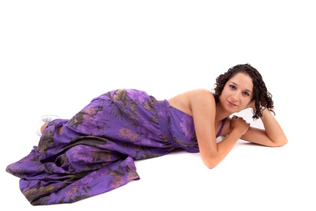 Young and beautiful woman posing - isolatedの写真素材
